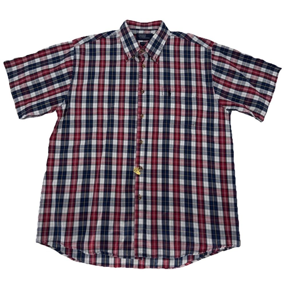 Vtg Polo Ralph Lauren Shirt Mens XXL Plaid Button Down Pocket Pony 90s Pony
